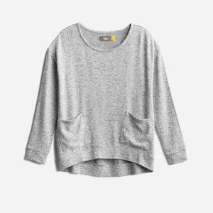 Rumi + Ryder Light Gray XS (4-5) Brushed Pocket Sweater Top